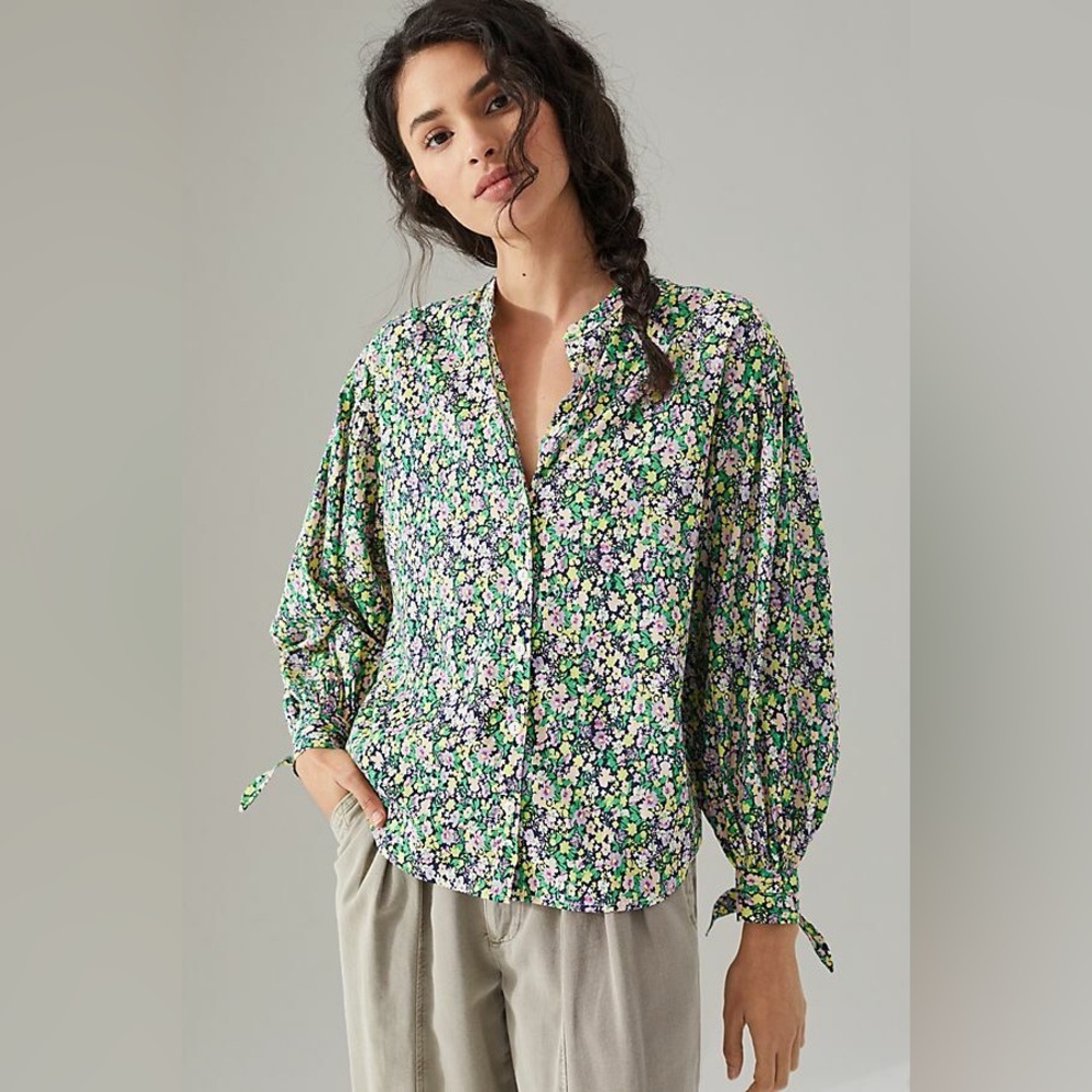 Anthropologie Maeve Ashleigh Puff-Sleeved Button down Size 2X Floral